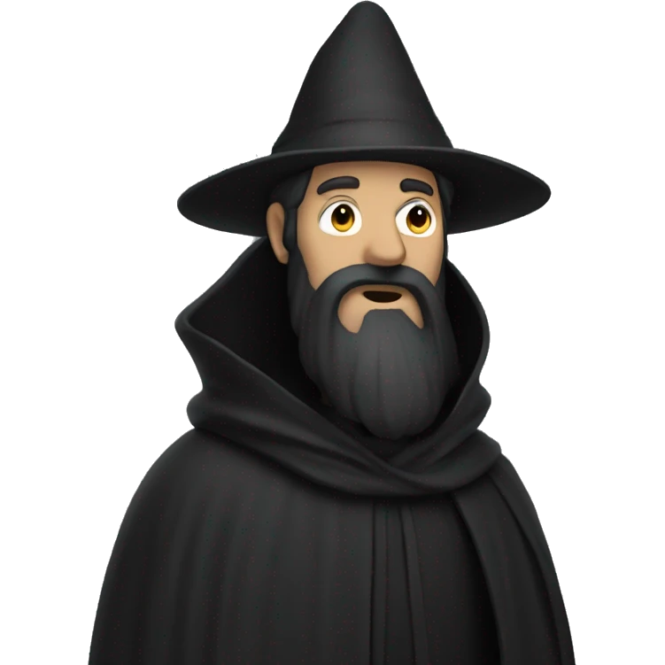 pilgrim with long black beard and black cloak, face hidden  emoji