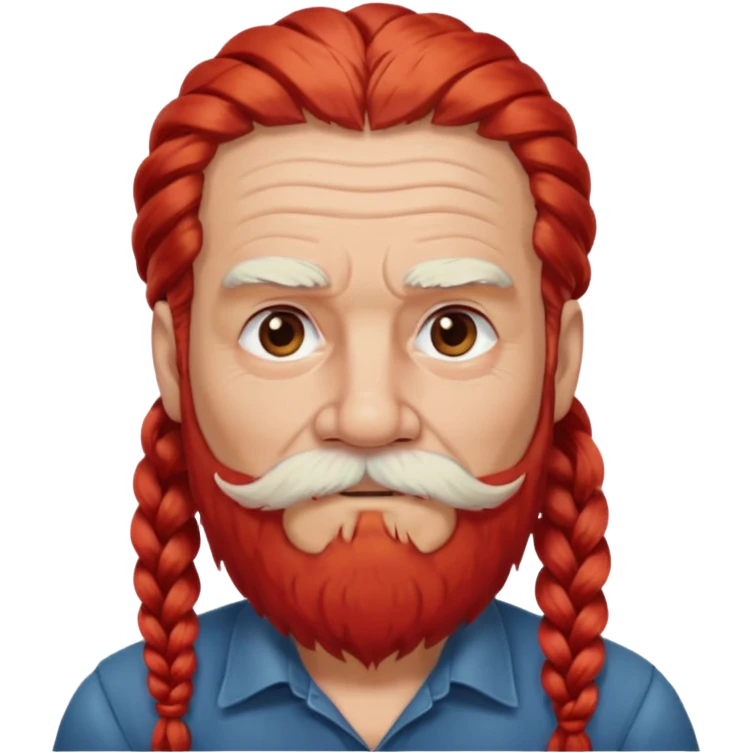 very old, white bearded and white mustached, red long haired, braided, earringed emoji