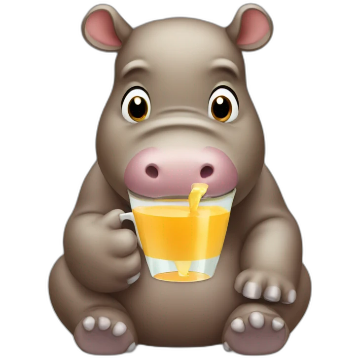 brown hippo drinking juice  emoji
