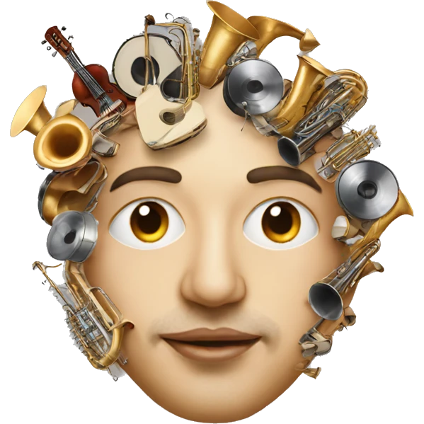 Person face portrait made entirely of musical instruments  emoji
