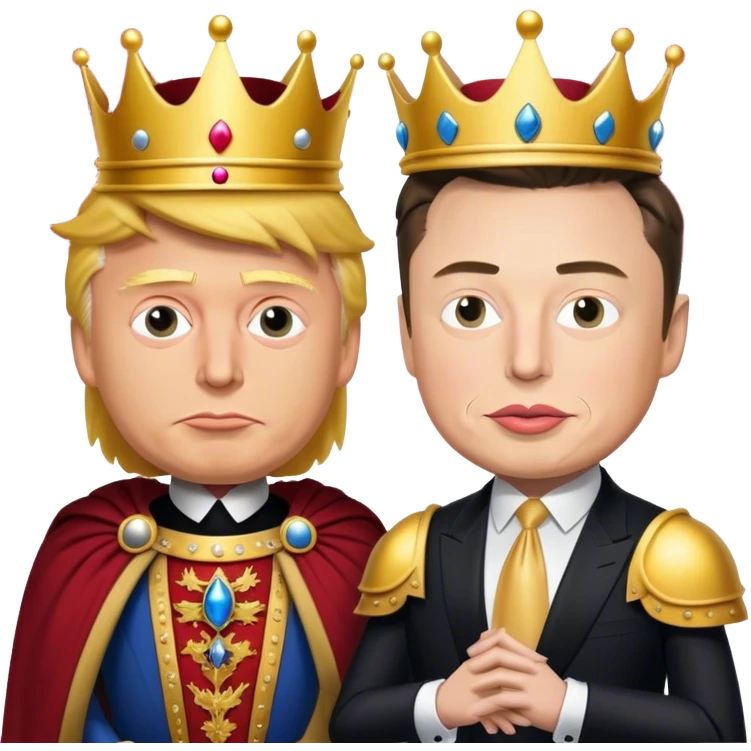 Elon musk as king and puppetmaster of Donald Trump emoji