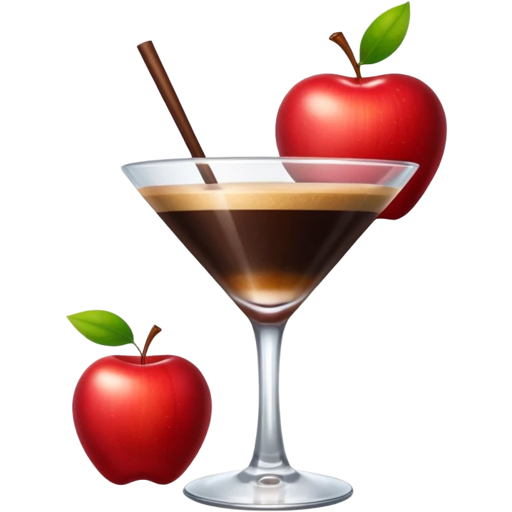 The apple heart eye emoji except the emoji has espresso martinis for eyes emoji