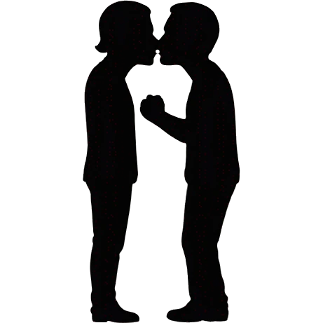 two silhouettes kissing emoji