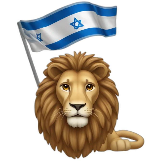 a lion with the colors of Israel emoji