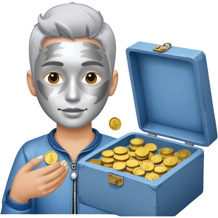 Living statue (silver paint),Street Performers,background street setup, with coins box. emoji