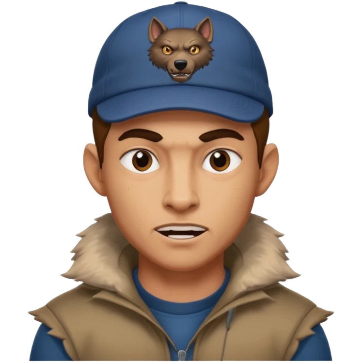 Un hombre lobo tenga gorra emoji