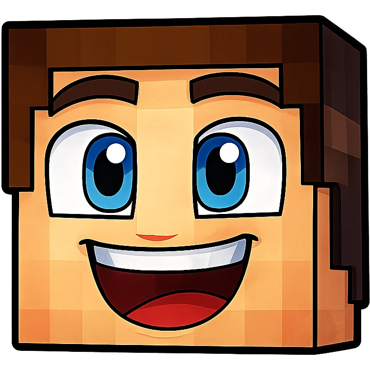 Extract only the face of the fourth character from the left, keeping the original Minecraft cartoon style and appearance, on a transparent background. emoji