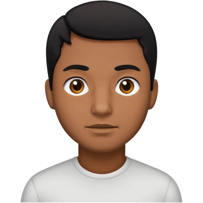 Brown skin man with black hair and black eyes emoji