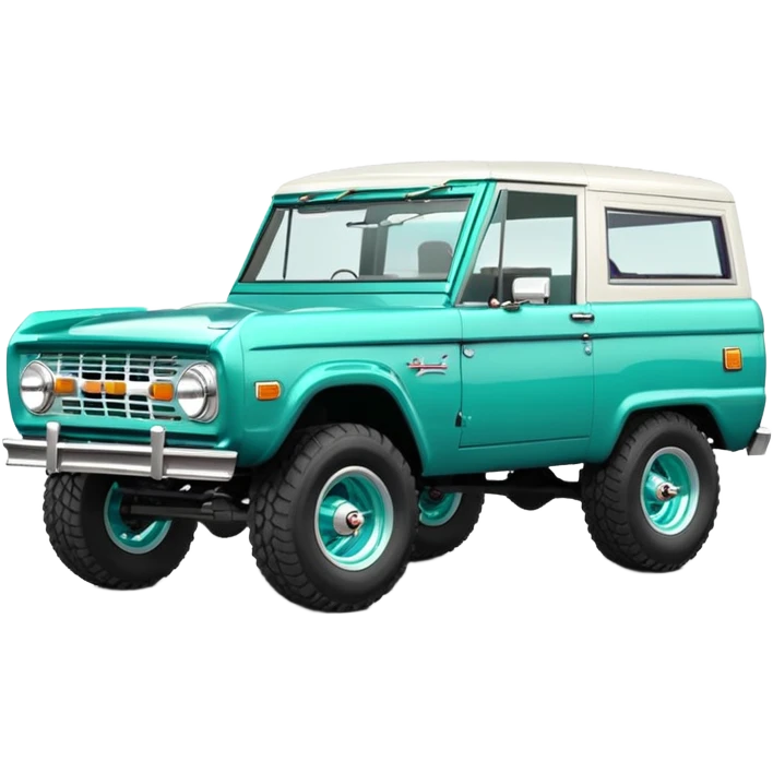 turquoise green classic ford bronco with slot alminum wheels emoji