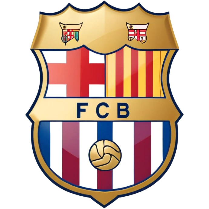 FC Barcelona logo, shield with blue and red stripes, football club emblem emoji