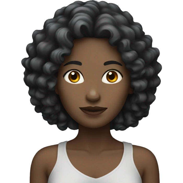 White woman with black curly hair  emoji