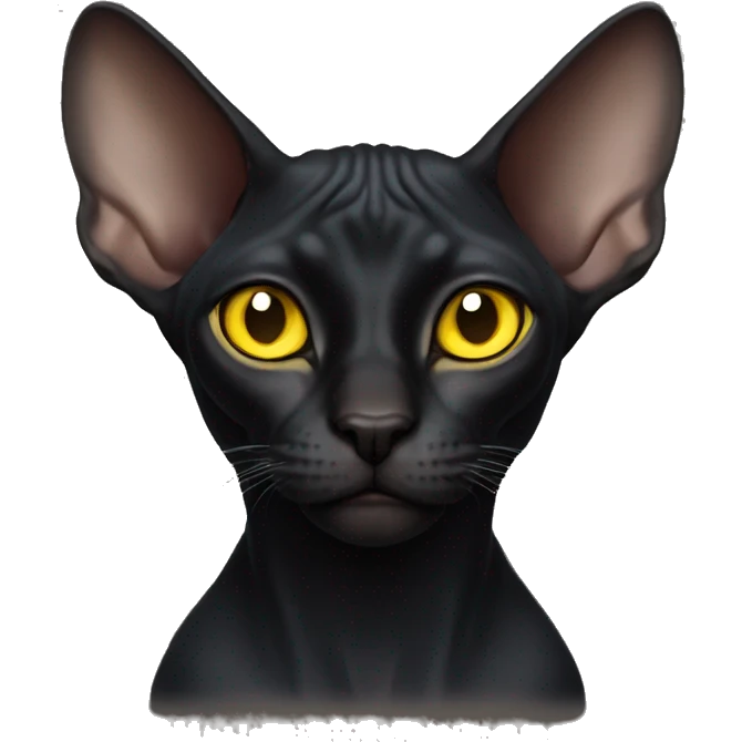 Black sphinx cat with yellow eyes emoji
