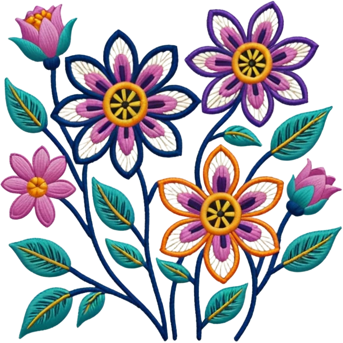 flower patterned embroidery canvas emoji