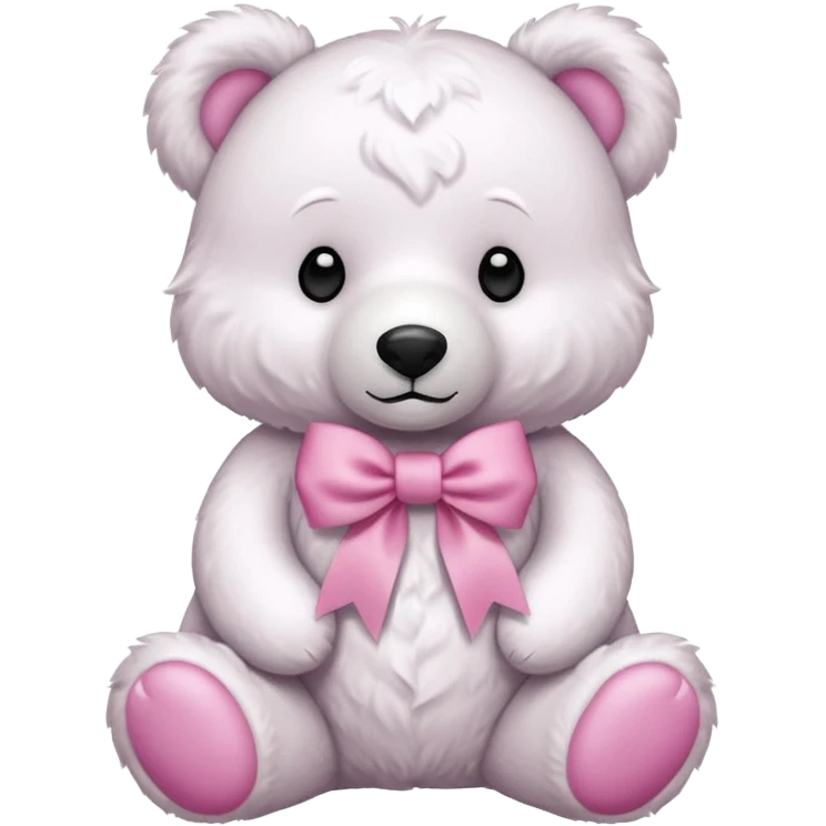 white bear with pink ribbon emoji