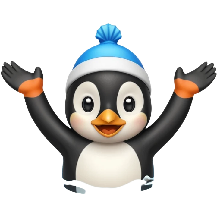 A cheerful penguin swimmer in swim cap, doing a playful backstroke with water rings popping around.
 emoji