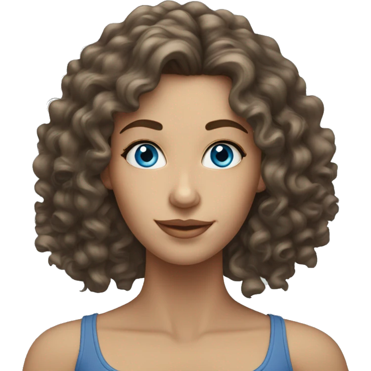 Blue-eyed Caucasian brunette woman with long curly hair  emoji