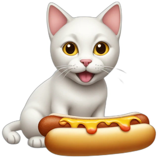 cat eating a hotdog emoji