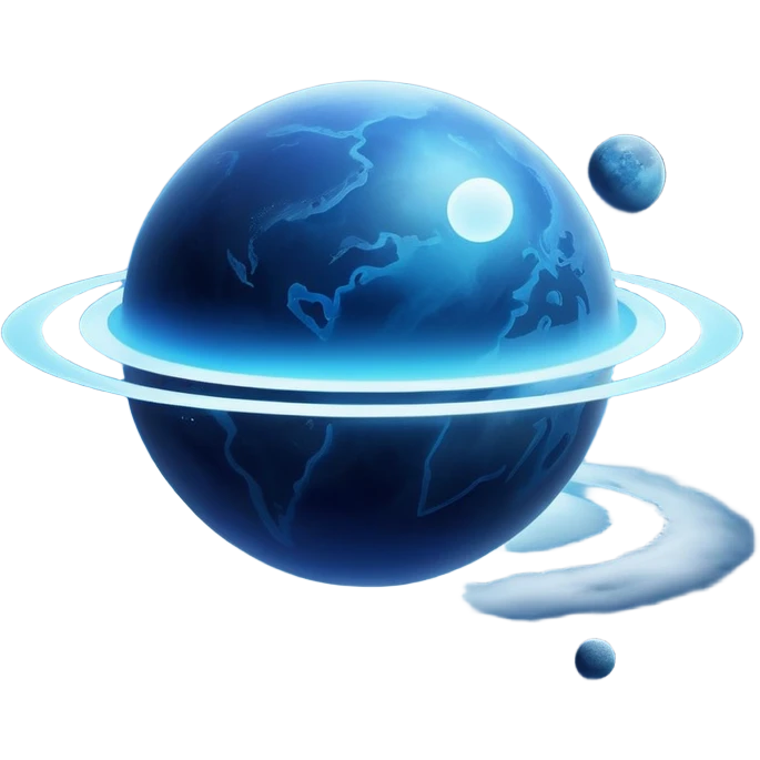 Dark blue futuristic planet with fog emoji