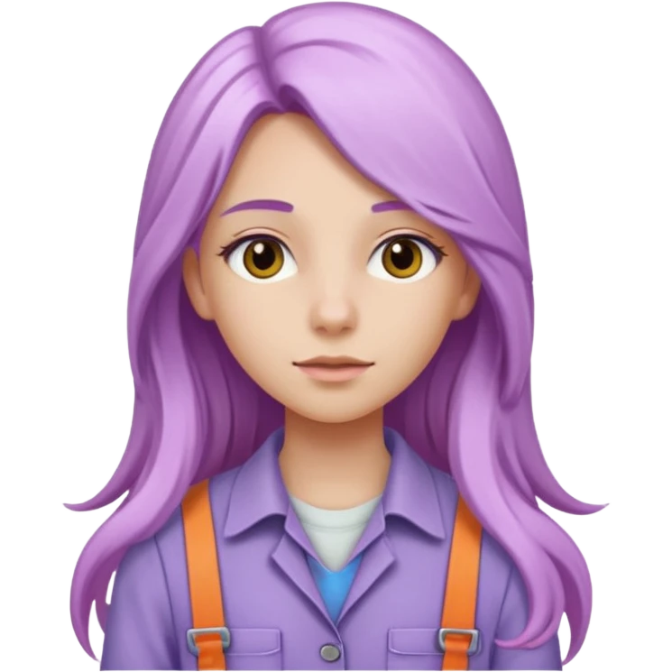 lilac girl with long hair worker emoji