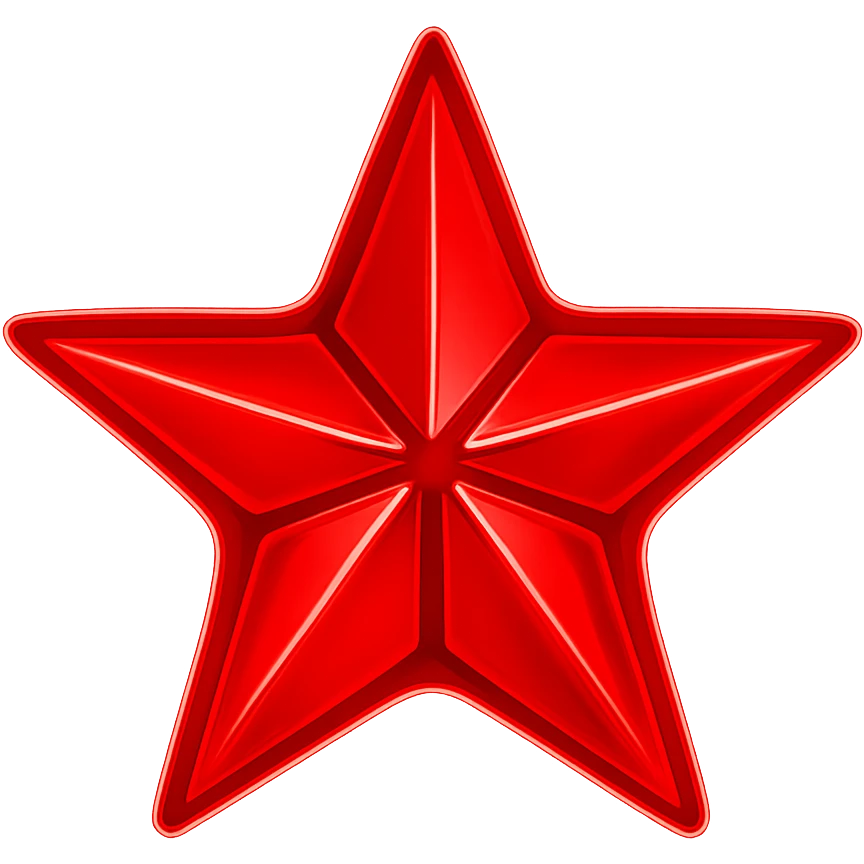 The same star shape and style, glowing red emoji