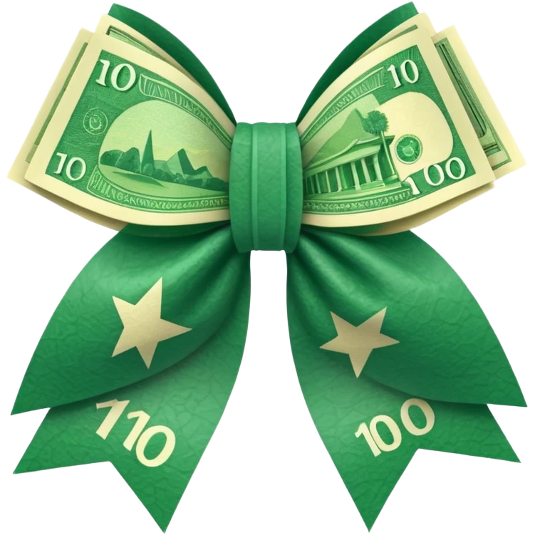draw australian $100 notes in a bow emoji