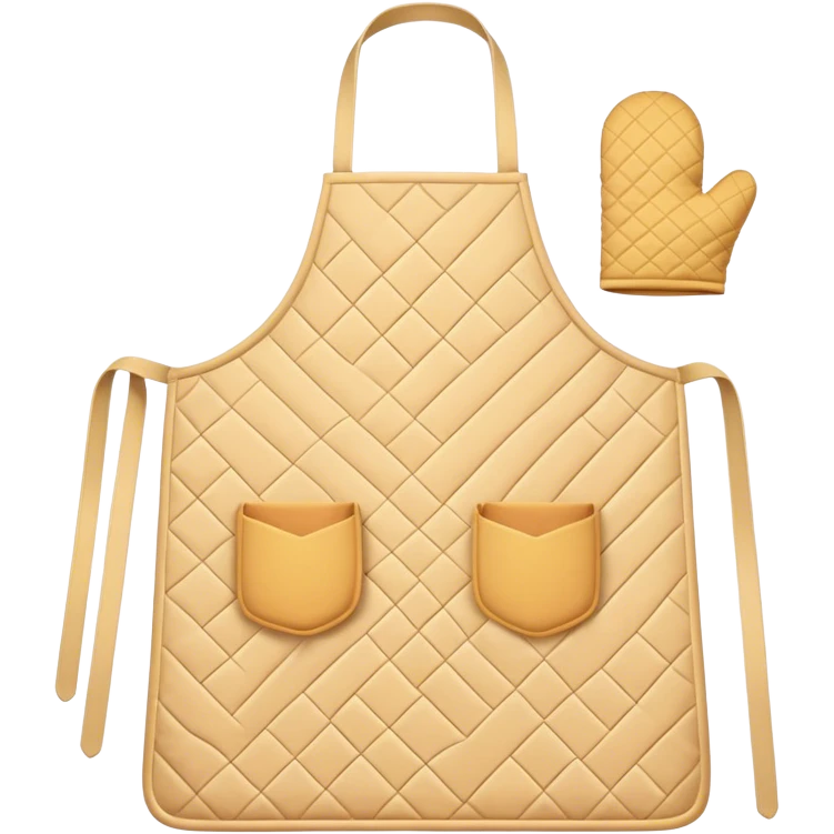 Cinematic Realistic Apron & Oven Mitts, a neatly folded soft pastel apron with subtle fabric textures, resting next to thickly padded oven mitts with a quilted pattern, warm golden kitchen lighting reflecting off the fabrics, evoking a sense of homely warmth and culinary creativity. emoji
