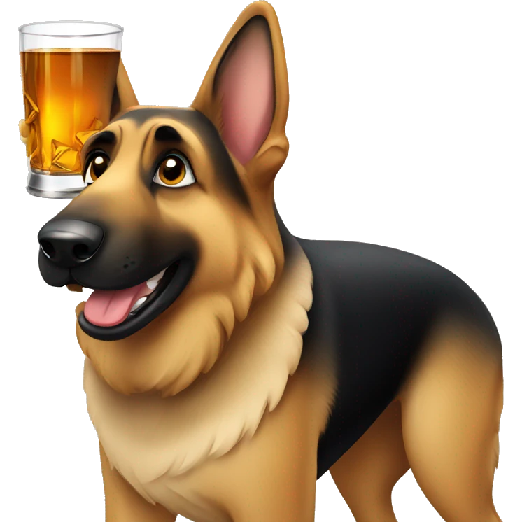 German shepherd drinking whiskey emoji