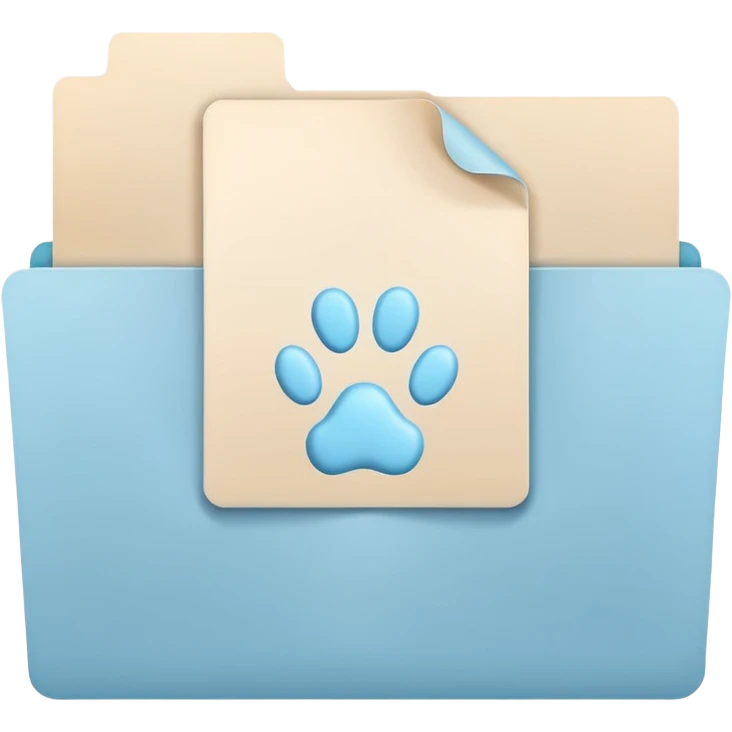 a pastel folder of documents with a pawprint on it emoji