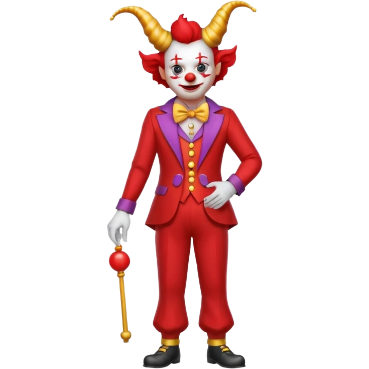 Payaso con cuernos cuerpo entero y traje rojo emoji