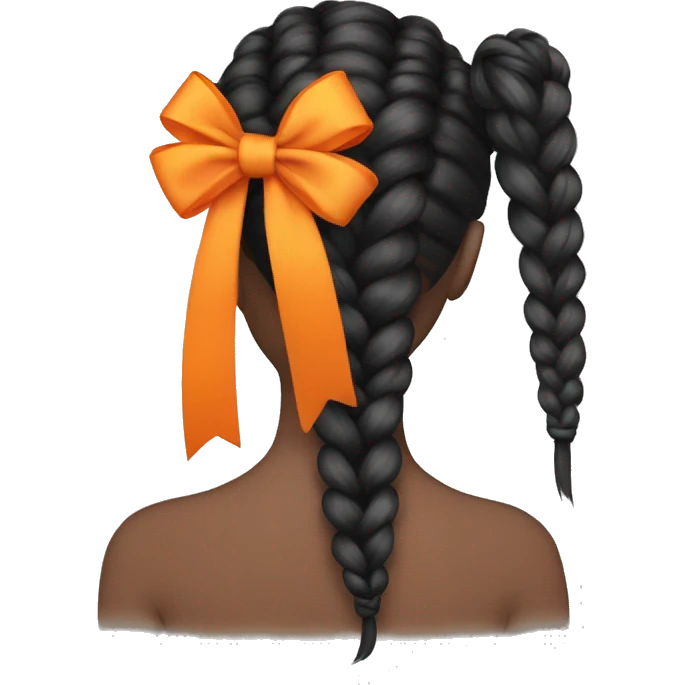 Long braid with Orange bow emoji