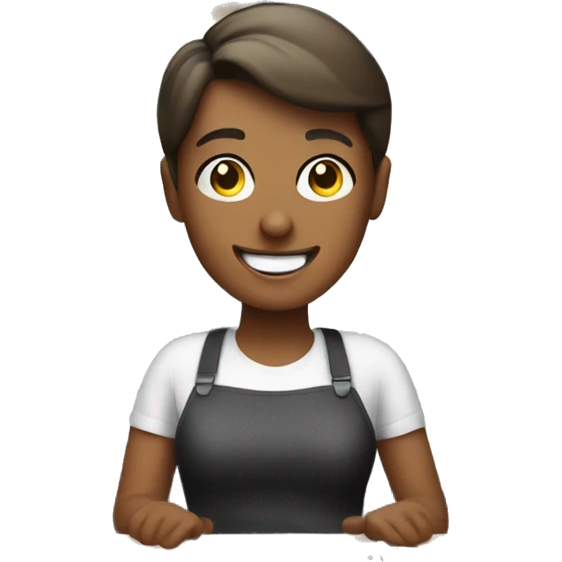 happy cashier with cash register emoji