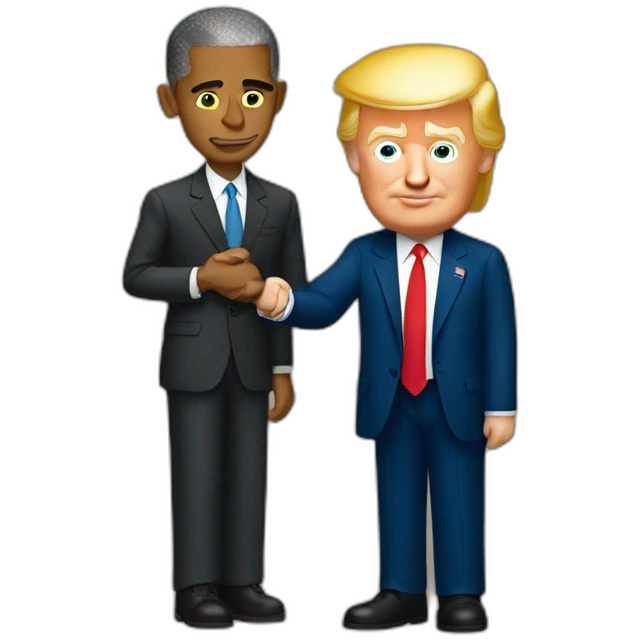 Trump holding Barack Obama emoji