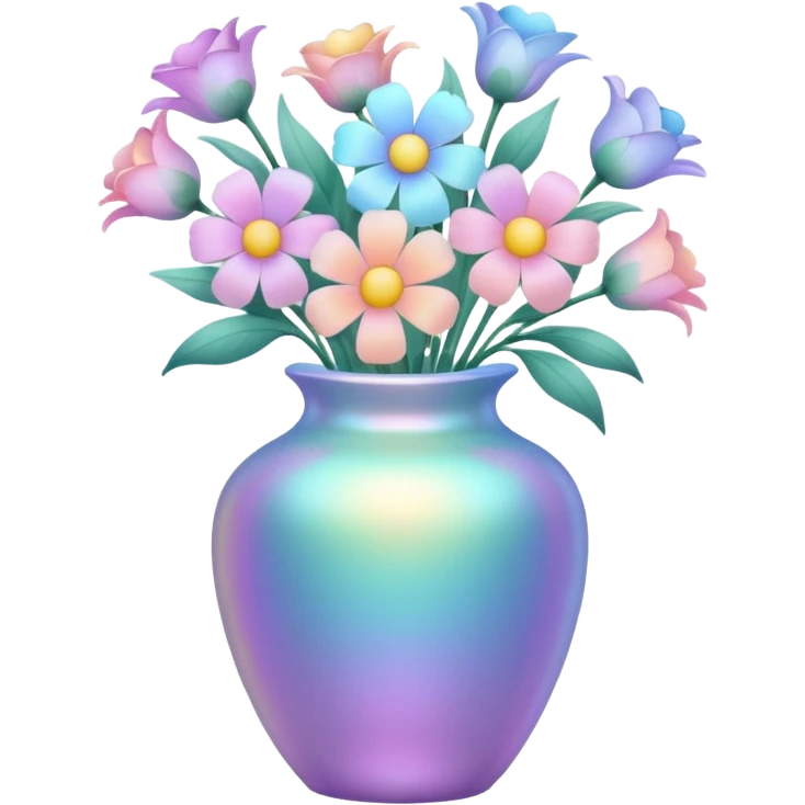 Iridescent vase with pastel flowers emoji