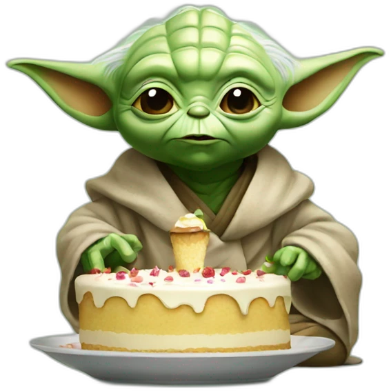 Yoda eating a cake emoji
