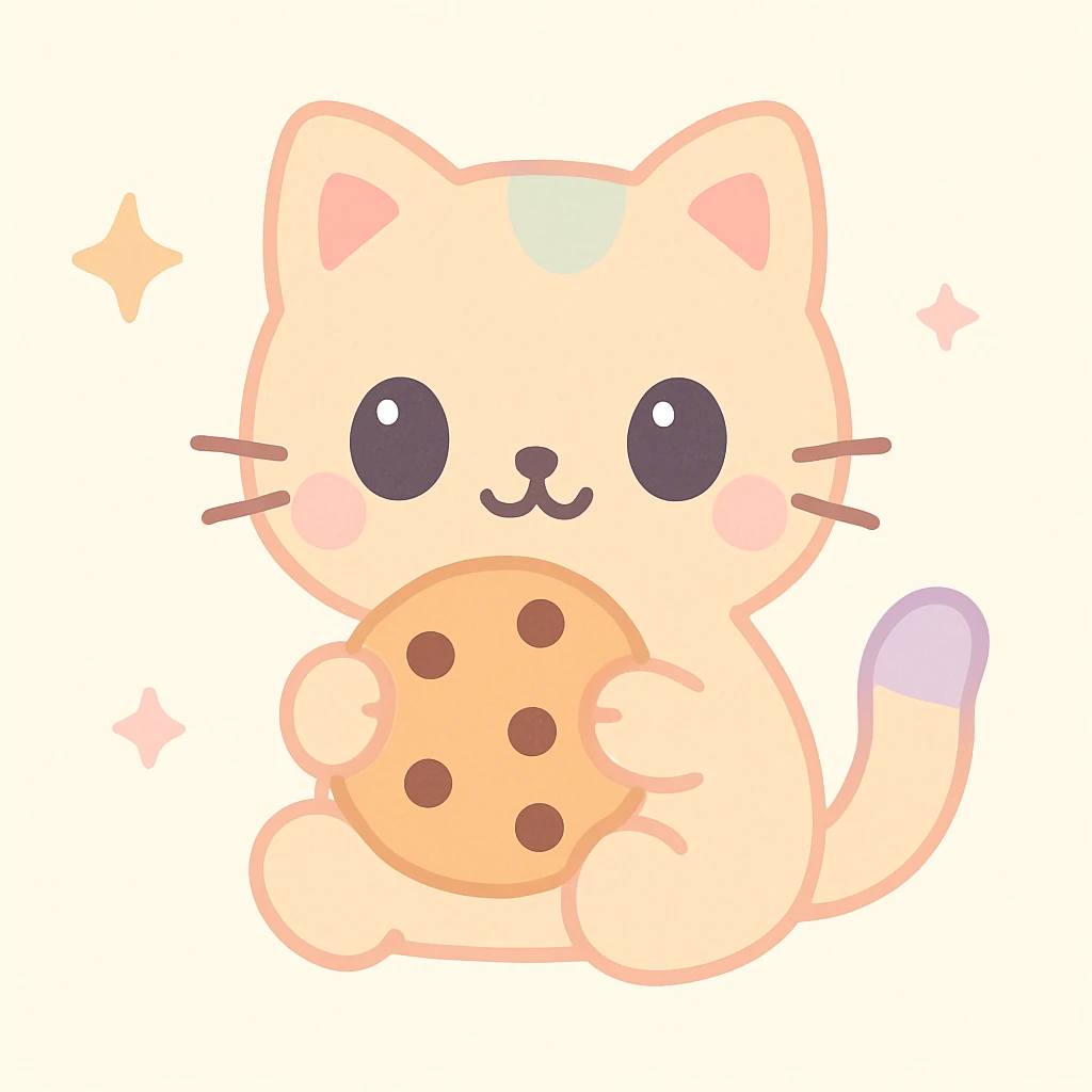 cat holding a cookie emoji