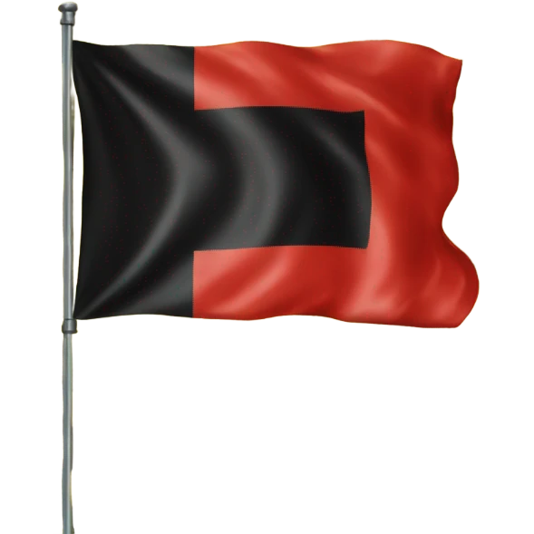 "A black and red rectangle with a medium sized yellow circle in the middle flag emoji