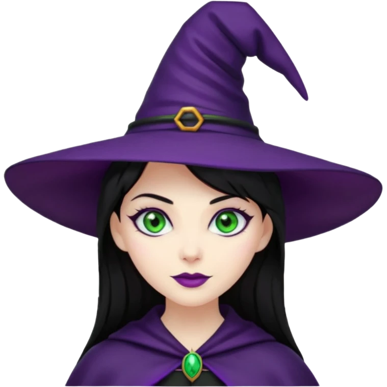 Halloween witch with purple witch hat and black hair emoji