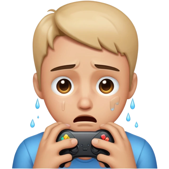 Crying while playing a video game emoji