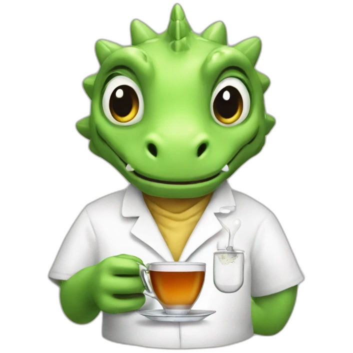 tea dragon -scientist-with cup tea emoji