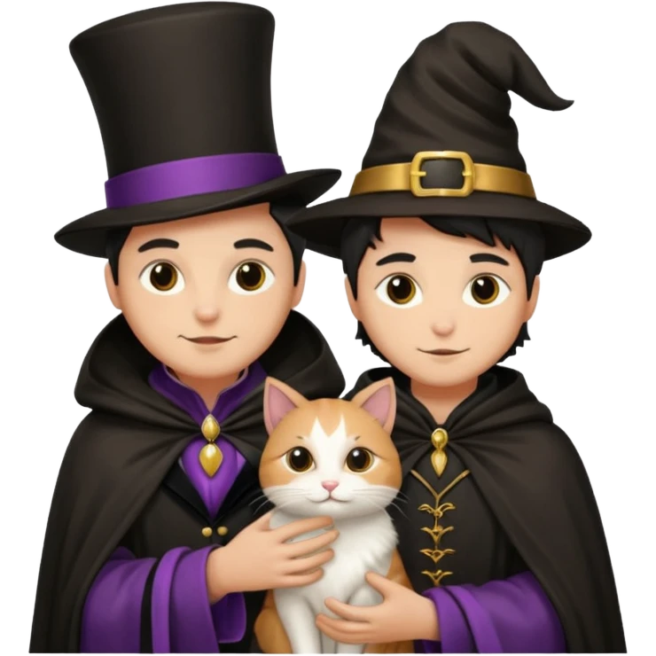 magician couple and their pet cat emoji