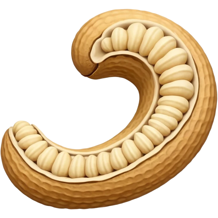 a curve peanut in rough beige textured shells emoji