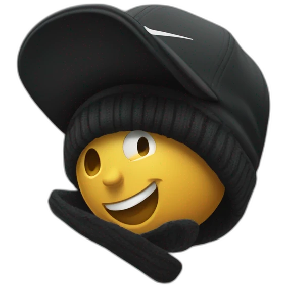 Crear un emoji sonriendo con un gorro de lana negro de la marca nike emoji