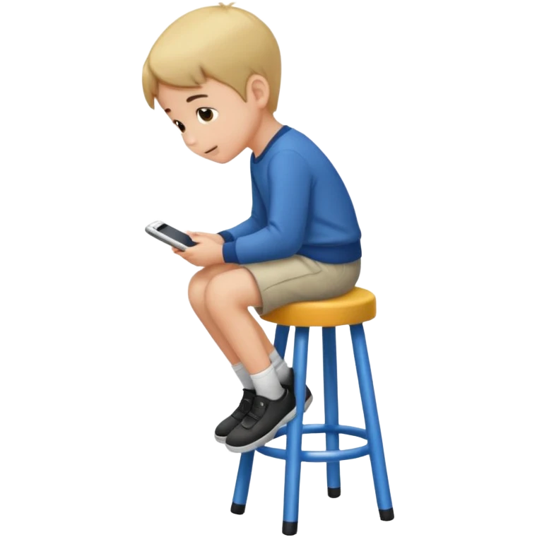 generate a pic from head a boy is sitting on a stool  emoji