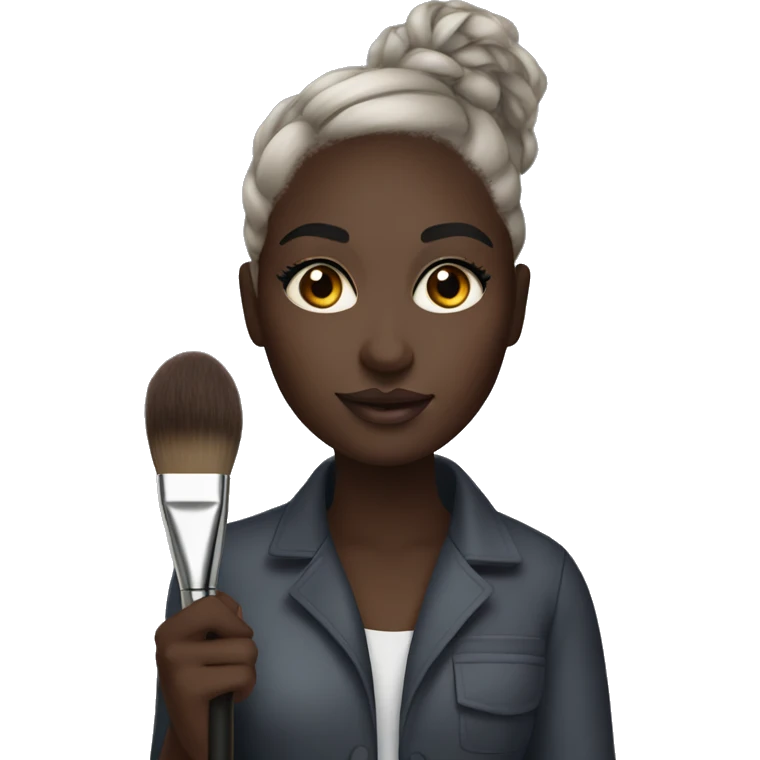 Make makeup artist holding makeup brush dark skin emoji