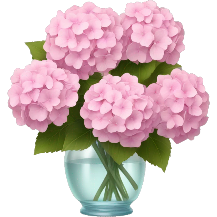 bouquet of soft pink hydrangeas in a vase emoji
