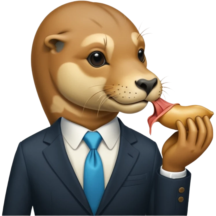a sea lion eating donald trump emoji