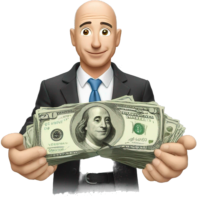 jef bezos with money in his hands emoji