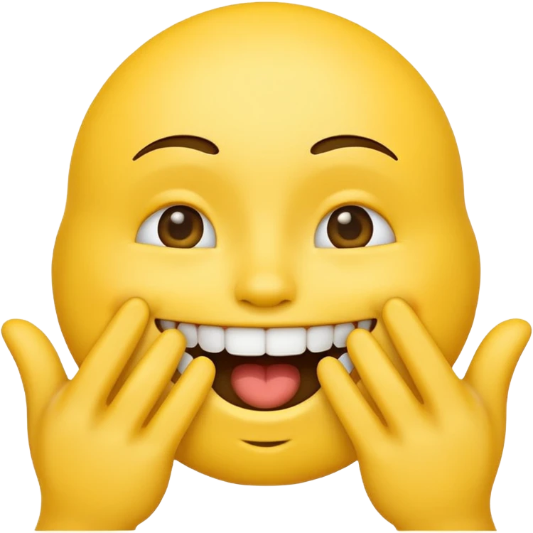 Yellow smile emoji with hand on mouth emoji