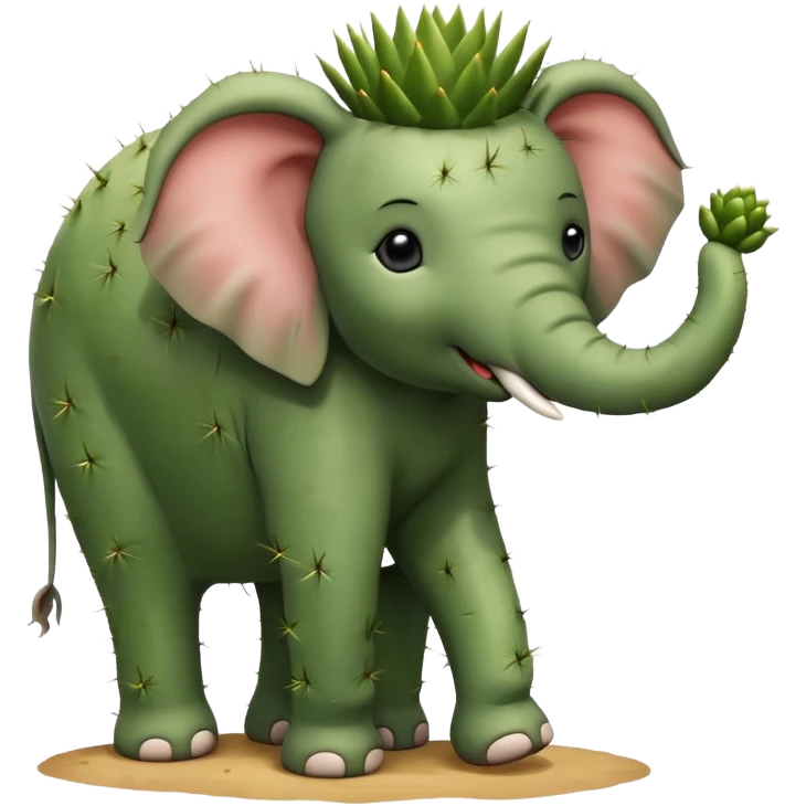 A cactus with an elephant shape with an elephant head that is not a cactus emoji