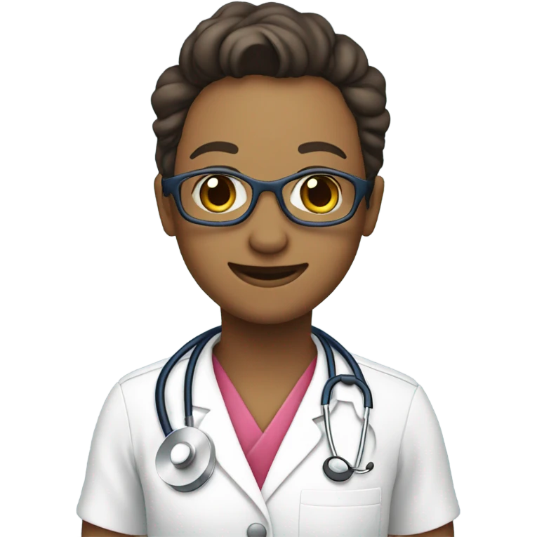 smiling with nursing uniform and a stethescope at the beach emoji
